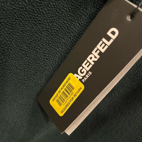 NWT Karl Lagerfeld Paris Dark Green Ruffle Sleeve Bow Dress - Picture 9 of 9